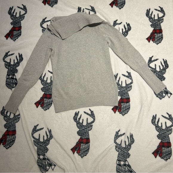 Banana Republic Cotton Cowl/ Turtle Neck Sweatshirt Grey Knit Sweater Size S - Picture 5 of 6